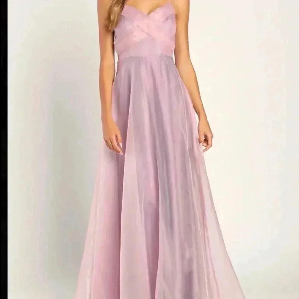 Lulus Endlessly Angelic Lavender Maxi Dress S Formal Bridesmaid Wedding chiffon